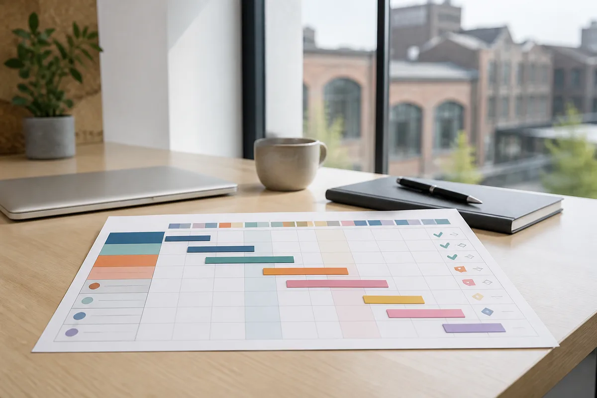 Calendrier de projet web avec les phases de validation côté client mises en évidence