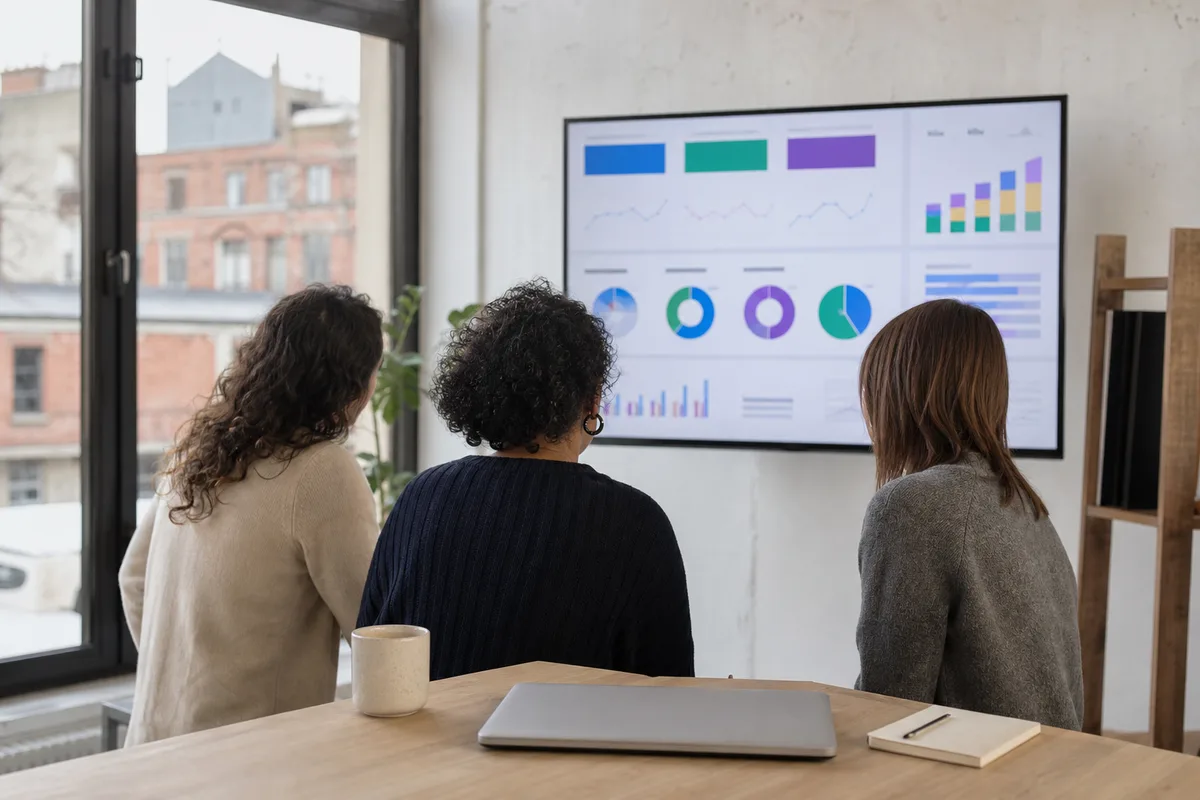Trois scénarios d&rsquo;entreprise face à un tableau de bord de campagnes publicitaires